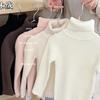 [En Stock] Suéter Infantil 2025 Invierno Nuevo Estilo Todo en Uno Terciopelo Cuello Alto Camiseta Base para Niños y Niñas Heattech