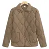 Chaqueta Acolchada de Algodón Pongee de Primavera, Chaqueta Ligera Acolchada de Algodón, Chaqueta Corta Acolchada de Algodón para Mujer Talla Pequeña, Holgada, Moderna, Chaqueta Corta Acolchada de Color Sólido