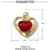 Colgante de cobre y circón con forma de corazón de melocotón, con siete cuentas, estilo estéreo, con forma de corazón de melocotón y aceite, accesorios de joyería DIY, collar con alas de palma.