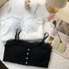 Camisola de celebridade da internet feminina de verão sexy com borda de renda elegante fina para usar por baixo com bordado de flor e sutiã de pérola
