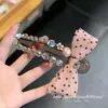 Pinza para el Cabello Rosa de Lunares con Lazo y Brillantes de Lujo Ligero para Recogido en la Parte Trasera de la Cabeza, Accesorio de Cabello de Alta Gama, Elegante Pinza Perezosa