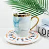 Canecas Cerâmicas com Padrão de Mármore no Atacado, Canecas Criativas Nórdicas com Borda Dourada, Canecas de Café para Café da Manhã Pintadas a Ouro de Lembrança