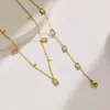 Corrente de Clavícula Europeia e Americana de Aço Inoxidável, Pulseira de Diamante de Alto Padrão, Versátil Pulseira Colar de Aço Titânio com Zircônia Inlaid Dourada