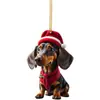 Nuevo Sombrero de Navidad Transfronterizo Perro Dachshund Árbol de Navidad Colgante Decorativo Acrílico Plano Regalo Colgante Decorativo