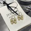 Pendientes de lazo de perlas de primavera temprana, aguja de plata S925, versátiles, elegantes, modernos, para dama, suaves, micro incrustaciones de circonita