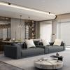 Sofá Minimalista Italiano Tecla de Piano Sofá Reto Sofá de Couro Arte em Couro Grande Apartamento Plano Sala de Estar Moderno