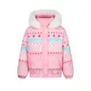 Chaqueta Cálida de Algodón con Estampado de Copos de Nieve Fair Isle Vintage para Mujer y Hombre, Abrigo de Invierno Grueso con Capucha y Cuello de Piel Nuevo