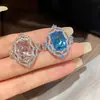 Anillo Abierto Cuadrado de Circonita Estilo Palacio, Sensación de Lujo Ligero y Gama Alta, Anillo Vintage para Dedo Índice, Diseño de Nicho, Exquisita Joyería de Mano
