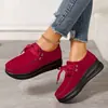 Mocasines casuales de estilo europeo y americano, con cordones y suela gruesa, para mujer, primavera, vintage, talla grande, comercio exterior