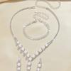 Conjunto de pendientes de perlas de imitación con incrustaciones para novia, venta al por mayor de joyas transfronterizas de Amazon, collar de traje con diamantes de imitación europeos y americanos para mujer