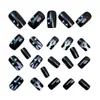 Parches para uñas de Navidad negros de longitud media con forma cuadrada europea, parches para uñas de moda europea y americana, uñas desmontables y ponibles