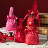 Nova Sacola de Doces para Casamento Festiva Bolsa de Doces para Presente Casamento Estilo Chinês Portátil de Alta Qualidade Saco de Tecido para Doces com Cordão