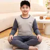 Conjunto de Ropa Interior de Algodón para Niños Otoño, Conjunto de Pijama de Capa Base Cálida para Niñas de Niños Medianos y Grandes, Talla Extra