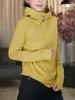 Sudadera con capucha y cremallera de color liso cepillado, corte slim moderno, para otoño e invierno, top versátil y sencillo para mujer