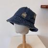 Sombrero de pescador de mezclilla retro viejo para mujer, sombrero de sol para calle de verano, sombrero con agujeros, sombrero con pelusa