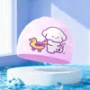 Touca de Silicone para Natação Infantil, Proteção para Ouvidos, Impermeável, Não Apertada, Silicone para Cabelo Longo Confortável, Touca Cartoon para Meninas e Meninos, Touca Cartoon Profissional para Bebês