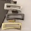 Estilo Coreano Presilha Quadrada Vazada Grande Presilha de Tubarão de Metal Versátil Elegante Presilha para Cabelo na Nuca Grampo de Cabelo Grampo de Cabelo