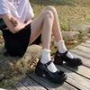 Zapatos de Cuero con Punta Redonda para Mujer, Temporada de Primavera, Estilo Británico, Inspirados en Chanel, Estilo Uniforme JK Japonés, Suela Gruesa, Zapatos Mary Jane con una Sola Correa