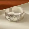 Estilo Étnico Retro Pulsera Abierta de Plata Imitación Miao Pulsera Ancha Tallada Nuevo Estilo Chinoiserie Antigua Pulsera de Plata Imitación Hecha a Mano para Mujeres