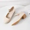 Sapatos de Trabalho Bai Zhenhe Primavera e Outono Novos de Couro Genuíno Macio, Sapatos de Dança Femininos de Solado Macio com Tira Única, Sapatos Confortáveis para Senhoras