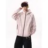 Cardigan moletom de peso pesado estilo americano Hsu line desconstruído para homens, marca trendy de alta rua para outono, jaqueta com capuz legal e esportiva