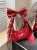 Bolso Tote Transfronterizo Nuevo Retro con Remaches y Lazo, Bolso de Hombro para Mujer, Moderno, Dulce, Versátil