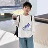 Camiseta de Manga Larga Transpirable de Algodón Puro para Niños de Primavera y Otoño Colección Otoño 2026 Moda Infantil Camiseta de Cuello Redondo para Niños Mayores
