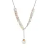 Poseidón Color Vintage Piedra de Cristal Perla de Imitación Borla Sentido del Diseño Multiusos Collar de Cobre con Cuentas Lujo Ligero