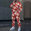 2025 Novo Cruzamento Amazon Natal Europeu e Americano Impressão 3D Leggings Masculinas Moletom e Calça de Moletom Conjunto Casual