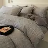 Juego de ropa de cama de cuatro piezas de alta calidad, amigable con la piel, todo algodón cepillado, funda de edredón estilo nórdico simple, ropa de cama de algodón puro, juego engrosado