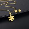 Traje de joyería de flores de acero inoxidable sudamericano transfronterizo collar de flores de moda para mujer aretes juego de tres piezas collar
