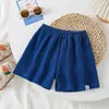 Pantalones cortos de algodón para niños, pantalones finos de cinco puntos para verano, pantalones cortos ajustados para bebé, pantalones casuales para niños y niñas para uso al aire libre