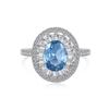 Anel de prata esterlina S925 europeu e americano transfronteiriço feminino nicho leve luxo elegante anel de zircônia com corte de flor de gelo azul de alta qualidade para mulheres