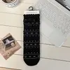 Estampa floral pequena, meias retro de cano médio, meias femininas coreanas com borda dobrada e sem costura, meias de algodão versáteis estilo faculdade japonesa