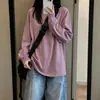 Camiseta de Manga Larga para Mujer Americana Pesada Oversize Holgada Ropa Exterior Top Diseño de Principios de Primavera Otoño Sentido del Diseño Nicho Camisa Base