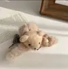 Pinza de Pelo de Felpa para Otoño e Invierno con Diseño de Oso Lindo y Lazo, Pinza de Tiburón Grande para Mujer, Accesorio para el Cabello
