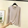 Nueva camiseta versátil de manga larga con cuello redondo de modal para primavera y otoño, una capa interior dulce y fina, un top cómodo para mujer