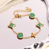 Pulsera de Acero de Titanio Estilo Vintage de Alta Venta Transfronteriza para Mujer, Oro de 18 Quilates, No se Desvanece, Moderna, Lujo Ligero, Joyería de Gama Alta, Directo del Fabricante