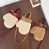 Luvas de Pelúcia Estilo Coreano, Bolsa Transversal Dupla Face, Bolsa de Mão para Ano Novo de Inverno, Natal, Pai e Filho