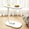 Mesa lateral pequeña de estilo fijo que ahorra espacio para sala de estar, mesa lateral de registro de madera maciza, soporte simple moderno para mesa lateral de sofá