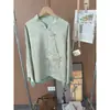 Nueva Camisa de Botones Jacquard Diagonal Estilo Chino para Mujer 2025 Primavera y Otoño Nueva Chaqueta Elegante Retro Zen de Gama Alta