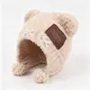 Gorro de punto tipo osito con lazo de encaje estilo coreano y orejas esponjosas, un gorro cálido y acogedor que cubre las orejas para mujeres en otoño e invierno