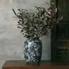 Vaso de Cerâmica Artístico Estilo Chinês Retro Novo de Jingdezhen para Flores Frescas e Secas, Ornamento de Decoração de Mesa para Hotel e Pousada