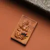 Venta Directa de Fábrica de Madera de Azufaifo Golpeada por el Rayo de la Montaña Longhu, Dios de la Riqueza Zhao Gongming, Madera Envejecida con Aceite Rojo, Placa Taoísta de Paz Finamente Tallada por Ambos Lados