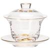Taza de té de cristal con tres tapas, tazón individual de alta gama estilo japonés Xizang Jinshan, juego de té Kung Fu, tetera portátil