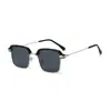 Gafas de Sol de Metal Retro de Moda de Medio Marco Europeas y Americanas para Hombre Gafas de Alta Gama Tendencia para Fotografía Callejera Hip-Hop Gafas Transfronterizas Tendencia