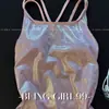 Nuevo traje de baño de carreras rosa cristal de hielo 2026, traje de baño deportivo de una pieza para entrenamiento atlético profesional para mujer, estilo básico competitivo