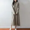 Novo cardigã extra longo para outono e inverno, 100% lã, tricô feminino com decote V, sem botões, casaco casual elegante, manga longa com bolsos, xale