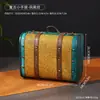Mala clássica de couro vintage, bolsa de mão de madeira retrô, decoração para vitrine, adereço de caixa de couro antiga para cinema e televisão