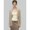 Cárdigan de punto de manga larga, estilo francés, de alta gama, para mujer, perfecto para la primavera, que ofrece un look relajado y a la moda con su textura suave y cómoda, ideal como prenda exterior o como un top elegante